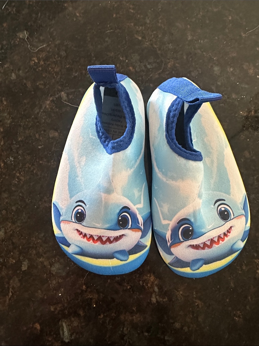 Kids Shark Print Slip-On Water Shoes - Light Blue